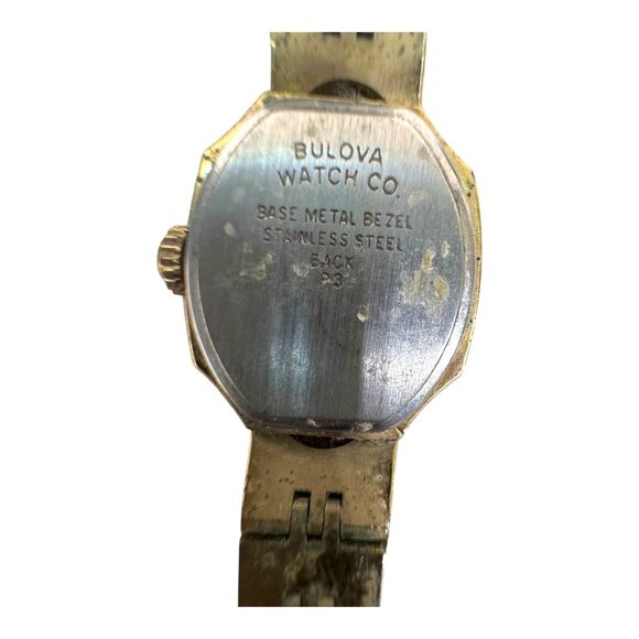 Vintage Bulova Watch Women 16mm Gold Tone Dial 1983 NEEDS New Battery 6.5" - Picture 6 of 7